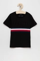 czarny Tommy Hilfiger T-shirt bawełniany dziecięcy Chłopięcy