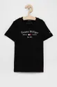 czarny Tommy Hilfiger T-shirt bawełniany dziecięcy Chłopięcy