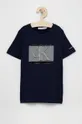 granatowy Calvin Klein Jeans T-shirt bawełniany dziecięcy IB0IB00899.4890 Chłopięcy