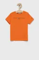 pomarańczowy Tommy Hilfiger T-shirt bawełniany dziecięcy Chłopięcy