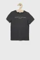 szary Tommy Hilfiger T-shirt bawełniany dziecięcy Chłopięcy
