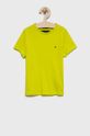 žlutě zelená Dětské bavlněné tričko Tommy Hilfiger Chlapecký