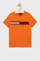 Detské bavlnené tričko Tommy Hilfiger nášivka oranžová KB0KB06532.4890