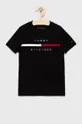 čierna Detské bavlnené tričko Tommy Hilfiger Chlapčenský
