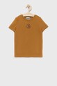 Dětské bavlněné tričko Tommy Hilfiger kulatý hnědá KS0KS00218.4890