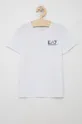 biały EA7 Emporio Armani T-shirt bawełniany dziecięcy 6KBT51.BJ02Z Chłopięcy