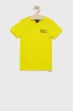 żółty EA7 Emporio Armani T-shirt bawełniany dziecięcy 6KBT51.BJ02Z Chłopięcy