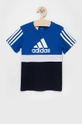 modrá Detské bavlnené tričko adidas HA6317 Chlapčenský