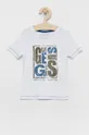 biały Guess T-shirt bawełniany dziecięcy Chłopięcy