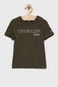 zielony Calvin Klein Jeans T-shirt bawełniany dziecięcy IB0IB01003.4890 Chłopięcy