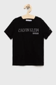 czarny Calvin Klein Jeans T-shirt bawełniany dziecięcy IB0IB01003.4890 Chłopięcy