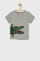 γκρί Παιδικό βαμβακερό μπλουζάκι Lacoste Για αγόρια