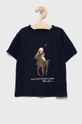 granatowy Polo Ralph Lauren T-shirt bawełniany dziecięcy 321853828001 Chłopięcy