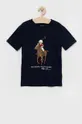 granatowy Polo Ralph Lauren T-shirt bawełniany dziecięcy 323853828001 Chłopięcy