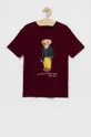 бордо Детская хлопковая футболка Polo Ralph Lauren Для мальчиков