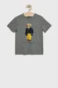 szary Polo Ralph Lauren T-shirt bawełniany dziecięcy 322853828003 Chłopięcy