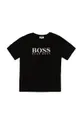 czarny Boss T-shirt bawełniany dziecięcy J25P13.102.108 Chłopięcy