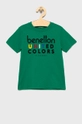 zielony United Colors of Benetton T-shirt bawełniany dziecięcy Chłopięcy