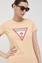 Бавовняна футболка Guess бежевий W1YI1B.I3Z11