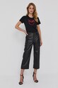 Pinko T-shirt bawełniany 1G16JB.Y4LX czarny AW21