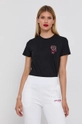 czarny Karl Lagerfeld T-shirt bawełniany 215W1712