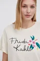 beżowy JDY T-shirt bawełniany Frida Khalo