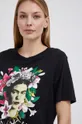 czarny JDY T-shirt bawełniany Frida Khalo