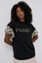 czarny Twinset T-shirt z domieszką wełny Damski