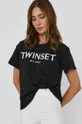 czarny Twinset T-shirt bawełniany