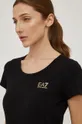 czarny EA7 Emporio Armani T-shirt bawełniany 6KTT18.TJ12Z