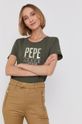 oliwkowy Pepe Jeans T-shirt bawełniany Blancas Damski