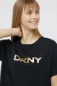 Βαμβακερό μπλουζάκι Dkny μαύρο
