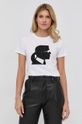 biały Karl Lagerfeld T-shirt bawełniany 216W1703