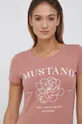różowy Mustang T-shirt bawełniany