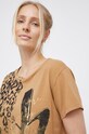 Odzież Deha T-shirt bawełniany D53079.45111 beżowy