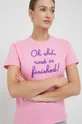 ροζ βαμβακερό μπλουζάκι MC2 Saint Barth
