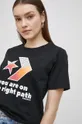 μαύρο Βαμβακερό μπλουζάκι Converse Γυναικεία