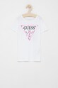 Guess T-shirt bawełniany dziecięcy nadruk biały J73I56.K8HM0