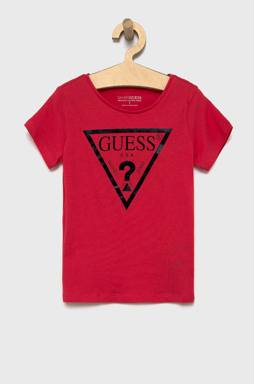 ostrá růžová Dětské bavlněné tričko Guess Dívčí