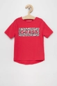 różowy Guess T-shirt dziecięcy Dziewczęcy