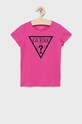 Guess - T-shirt bawełniany dziecięcy nadruk różowy K73I56.K8HM0