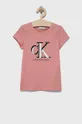 różowy Calvin Klein Jeans T-shirt bawełniany dziecięcy IG0IG01018.4890 Dziewczęcy