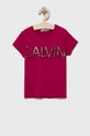 różowy Calvin Klein Jeans T-shirt bawełniany dziecięcy IG0IG01046.4890 Dziewczęcy