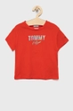 pomarańczowy Tommy Hilfiger - T-shirt bawełniany dziecięcy Dziewczęcy