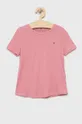 różowy Tommy Hilfiger T-shirt dziecięcy Dziewczęcy