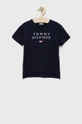 granatowy Tommy Hilfiger T-shirt bawełniany dziecięcy Dziewczęcy