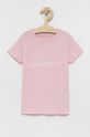 pastelowy różowy Guess T-shirt bawełniany dziecięcy Dziewczęcy