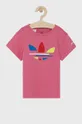 różowy adidas Originals T-shirt bawełniany dziecięcy H25291 Dziewczęcy