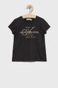 czarny Calvin Klein Jeans T-shirt bawełniany dziecięcy IG0IG01159.4890 Dziewczęcy