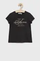 czarny Calvin Klein Jeans T-shirt bawełniany dziecięcy IG0IG01159.4890 Dziewczęcy